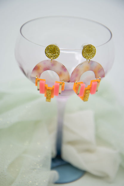 Royal blue ear stud "NENA" with hologlitter