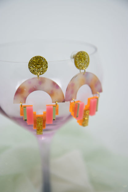 Royal blue ear stud "NENA" with hologlitter