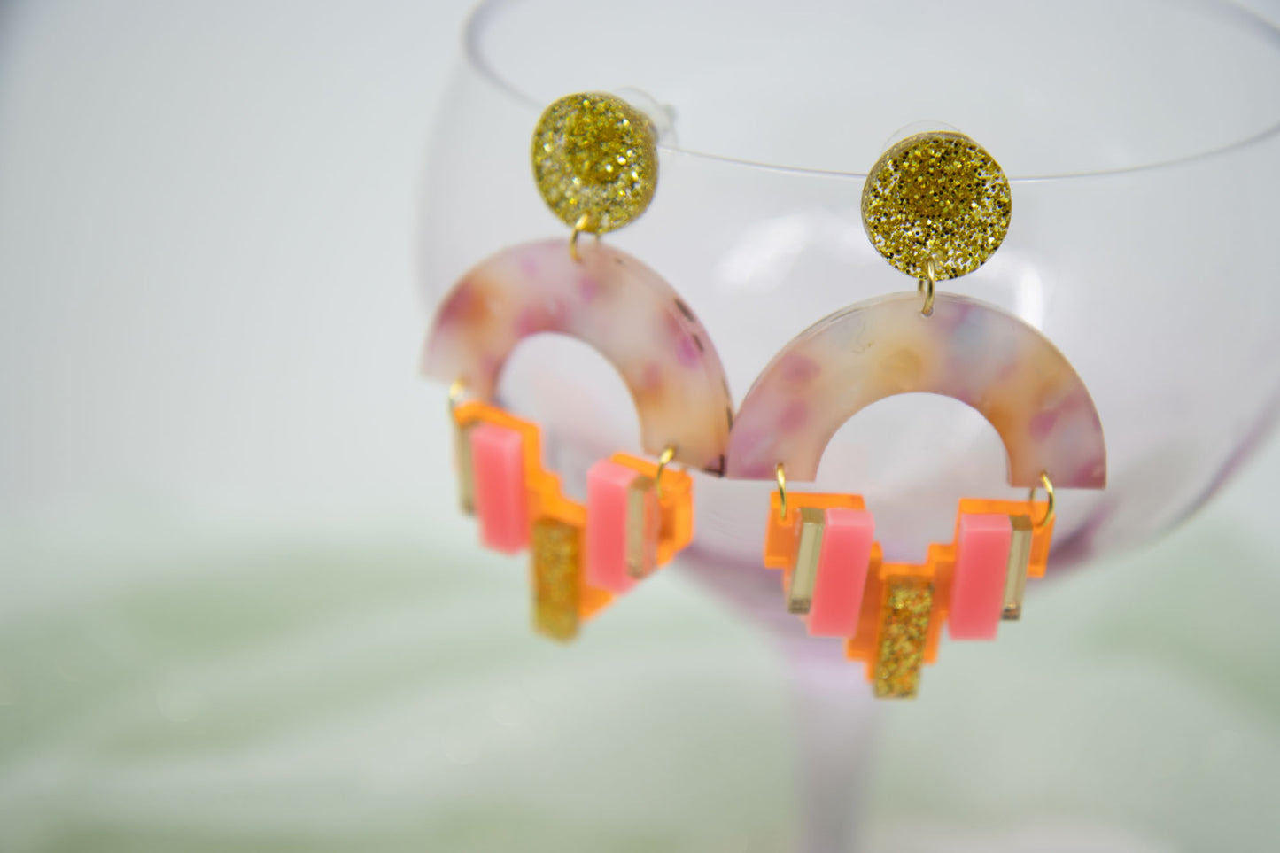 Royal blue ear stud "NENA" with hologlitter