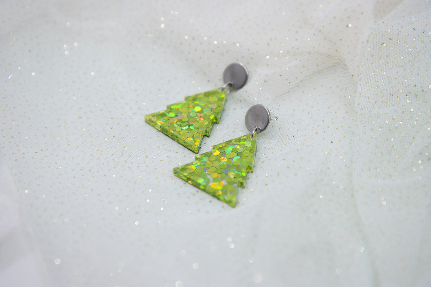 Glitzernde Weihnachts-Ohrringe aus Acrylglas – 3 Farben