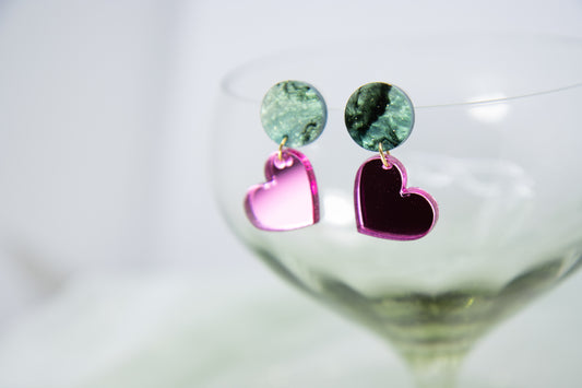 Herz Ohrringe MIDI | Emeralt Pink