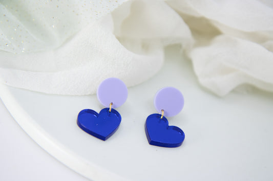 Herz Ohrringe MIDI | Flieder Blau