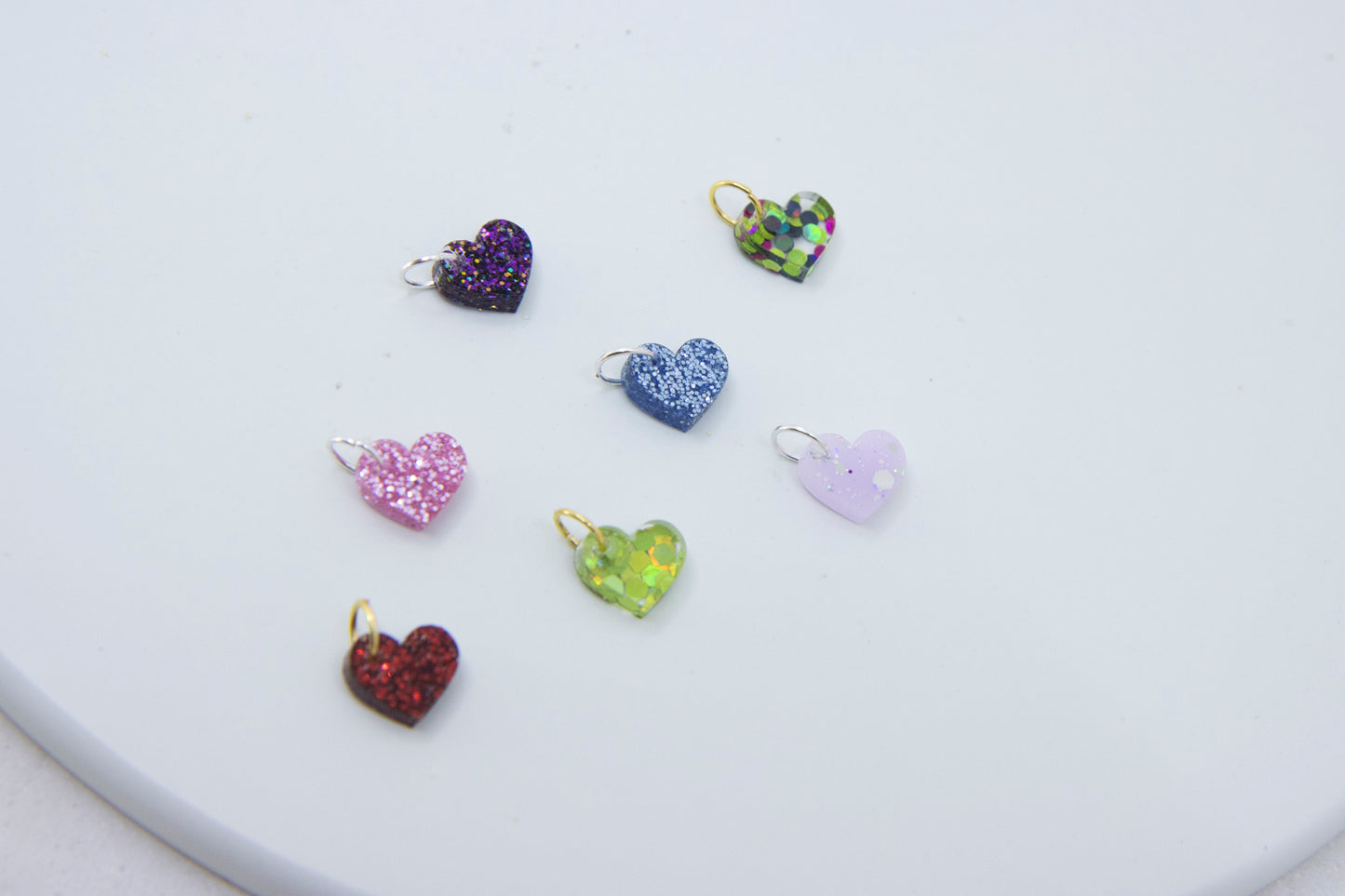 GLITZER Mini Herz Anhänger für ketten - Design für jeden Tag