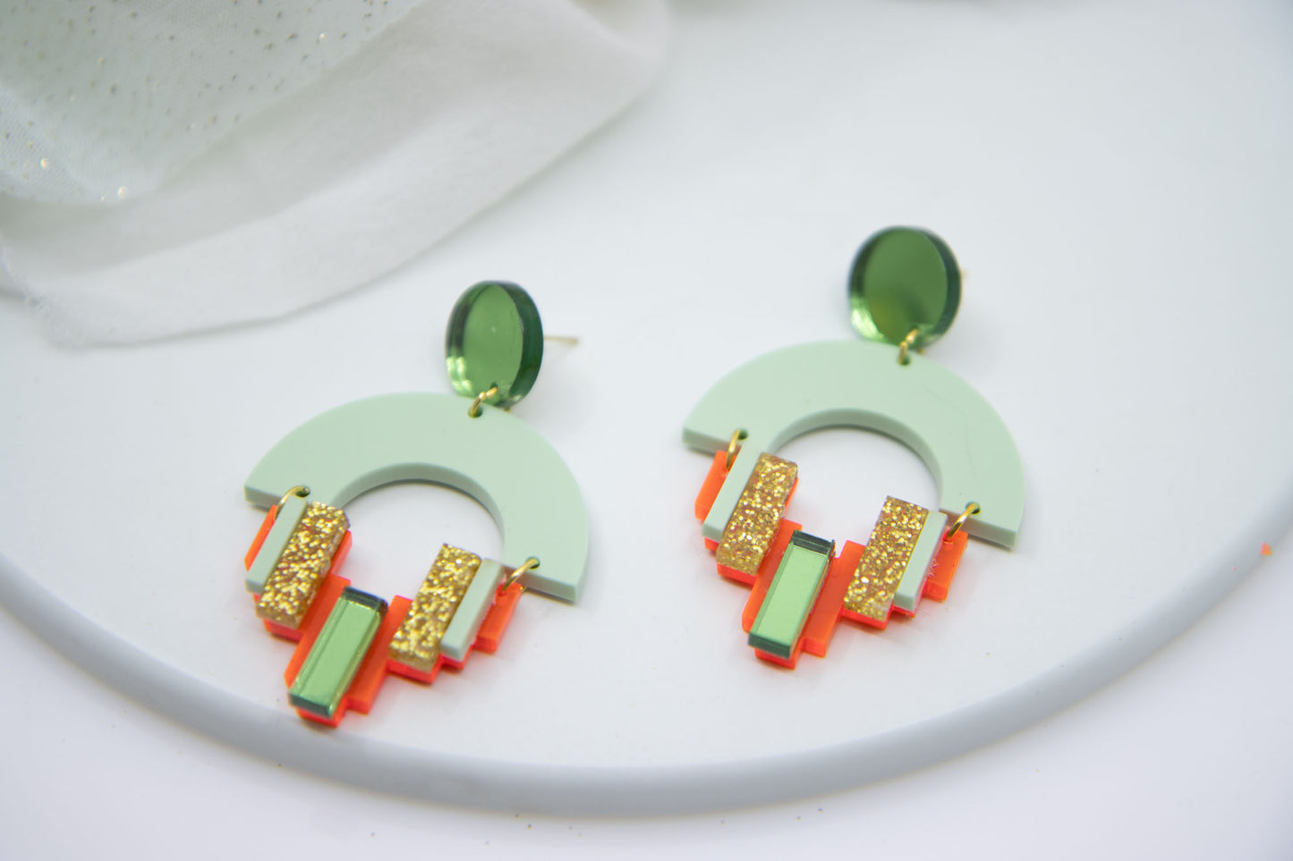 Royal blue ear stud "NENA" with hologlitter