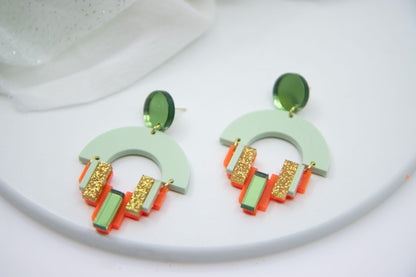 Royal blue ear stud "NENA" with hologlitter