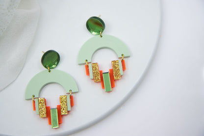 Royal blue ear stud "NENA" with hologlitter