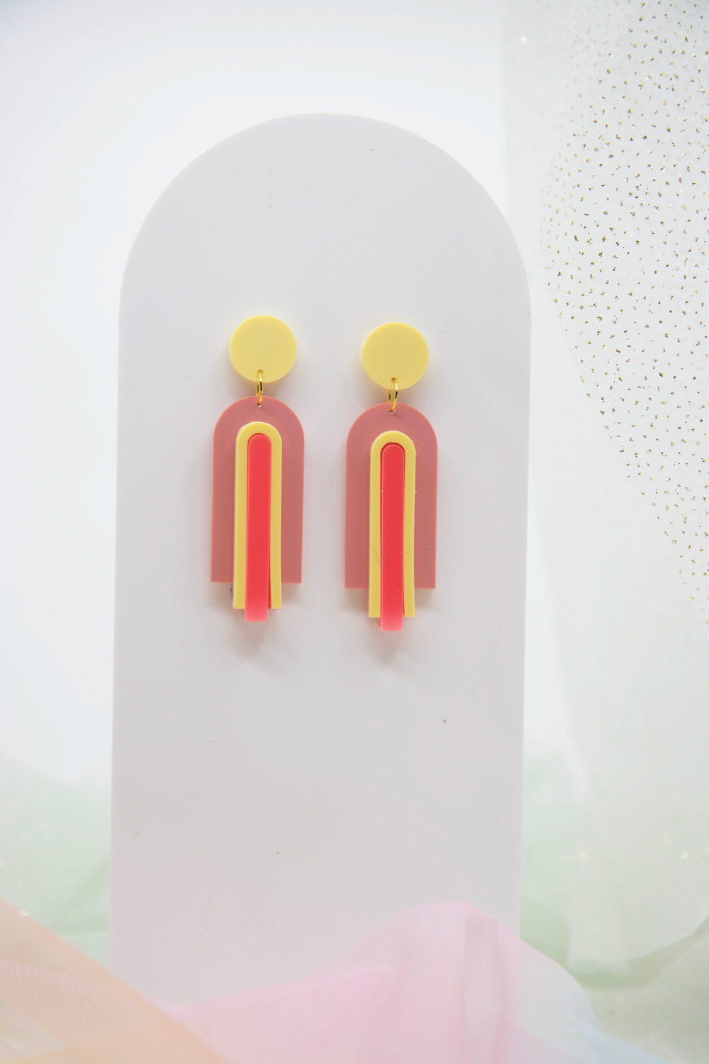 Acrylschmuck Ohrringe geometrisch "GINA" – Peach