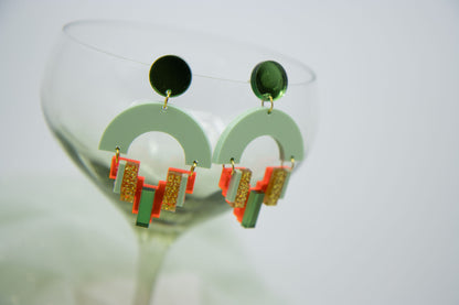 Royal blue ear stud "NENA" with hologlitter