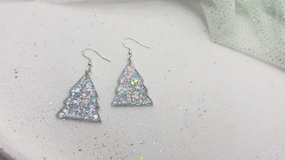 Holografische Glitter Weihnachts-Ohrringe aus Acrylglas